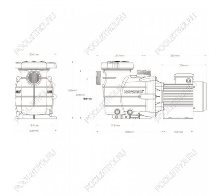 Насос для бассейна Hayward PL 81007E2 с ПФ (17.2м³/ч*8м 1.1кВт 220В)