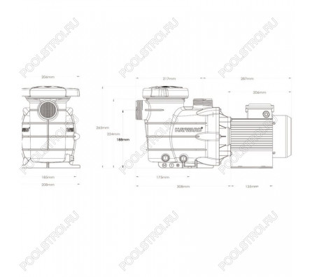 Насос для бассейна Hayward PL 81004E2 с ПФ (10.8м³/ч*8м,, 0.53кВт 220В)